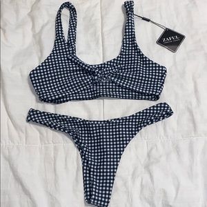NWT Black Gingham Keyhole Bikini